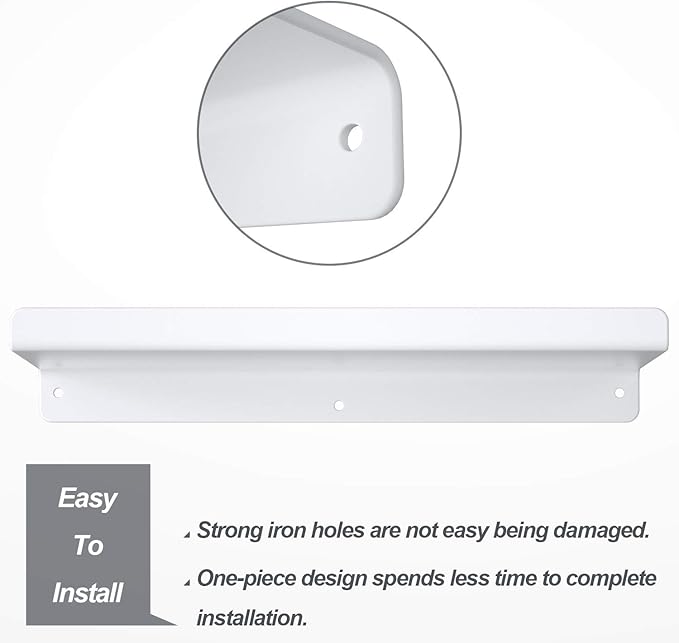 SRIWATANA White Metal Wall Shelves, Floating Shelves Wall Mounted Set of 3 for Bedroom, Living Room, Bathroom, Kitchen, Matte White