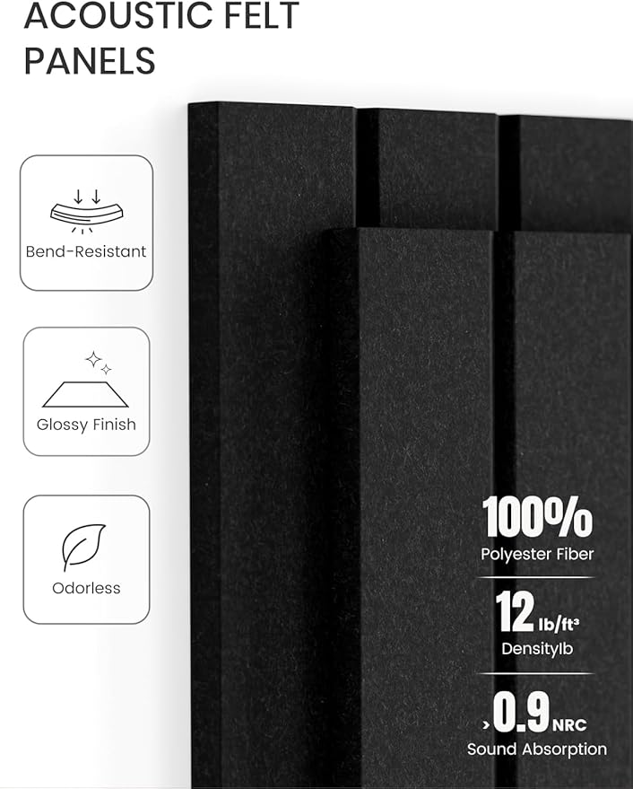 Fluxynara Large Felt Bulletin Board 36" x 24" Cork Board Alternative-6 Pack with 40 Safe Removable Adhesive Tabs, Cork Boards for Walls Cork Board for Home Office Classroom Pin Board (Black)