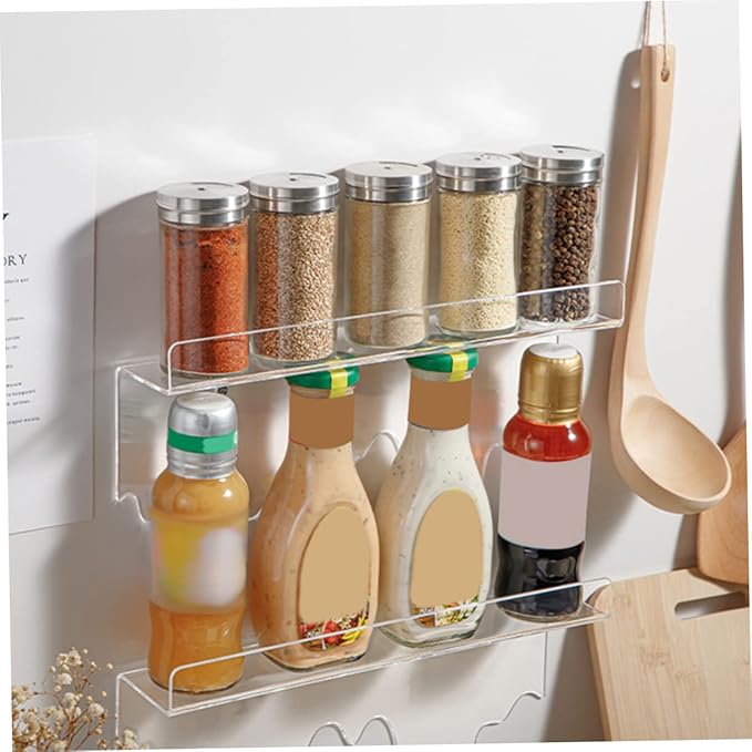 DOITOOL Clear Acrylic Wall Floating Shelf 2-Pack Wall-Mounted Storage Rack for Cosmetics Makeup Brush Organizer Bathroom Kitchen Living Room Display 11.81X5.90X2.55 Inches