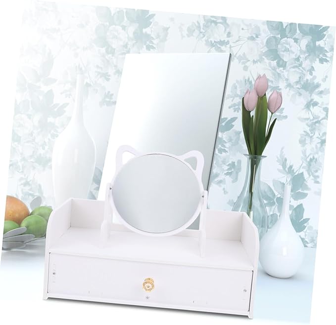 Makeup Mirror Storage Box Desktop Cosmetic Vanity Portable Makeup Organizer