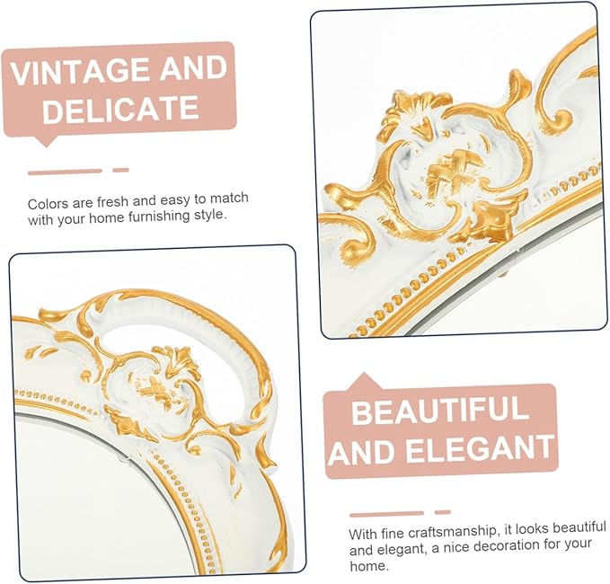 IMIKEYA European Style Vintage Mirror Tray Elegant Makeup Organizer for Home Decor and Photography Retro Storage Plate for Vanity Coffee Table and Giving