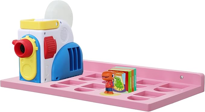 PHOENANCEE Floating Shelves for Little Tikes Story Dream Machine,Wall Shelf for Little Tikes Projector Books Audio Play Character Storage Tray Organizer for Toddlers and Kids Girls Boys,Oak(Pink)