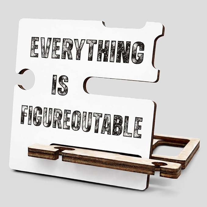 Funny Office Accountant Gifts - Multi-functional Desk Organizer - Humorous Everything Is Figureoutable Office Quote Wooden Sign for Office Desk Shelf Decor