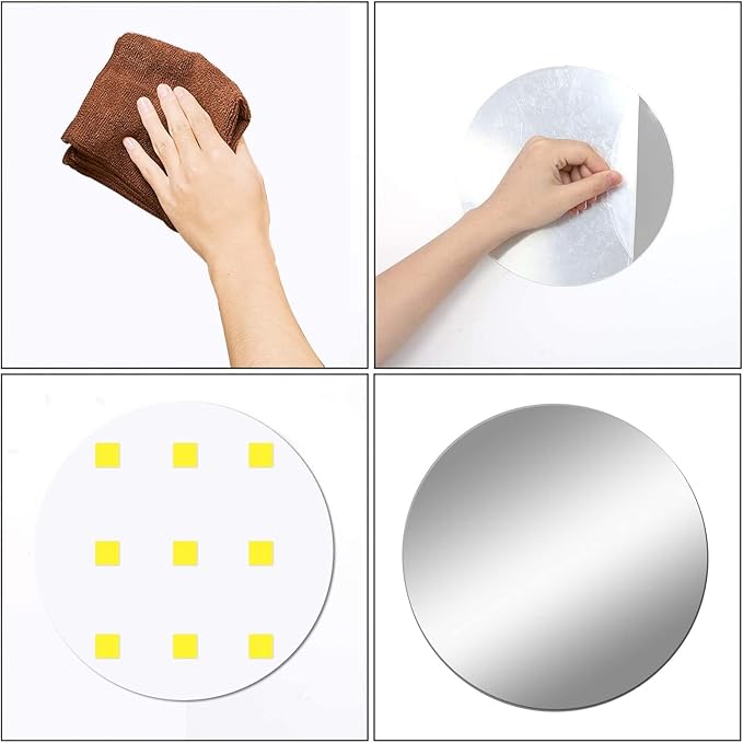 DARENYI 16'' Round Wall Mirror Sheet Self Adhesive, Non Glass, High Clear Acrylic Circle Mirror Decorative for Wall, Bathroom, Bedroom, Door, Deocr