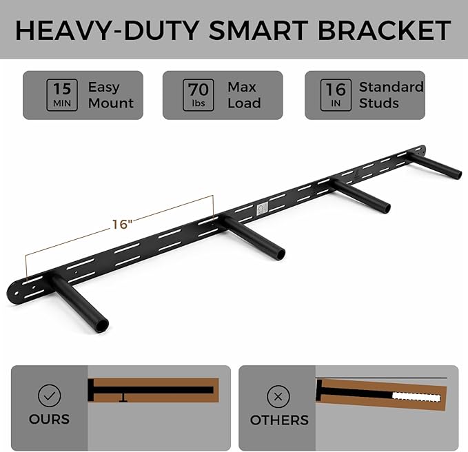 Walnut Floating Shelves 60 inch Long for Wall,Heavy Duty Rustic Wood Wall Mounted Shelves for Living Room Kitchen 8-inch deep Set of 1,with Sturdy Metal Hidden Bracket