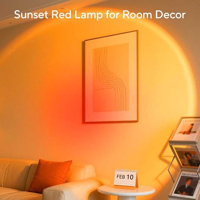 Neroupe Sunset Lamp Projector for Girls, Sunset Red Color Led Lamp Mood Lighting Night Light, 180° Adjustable Sunset Lamps for Living Room Decor/Home Decor/Bedroom Decor/Christmas Gifts/Party