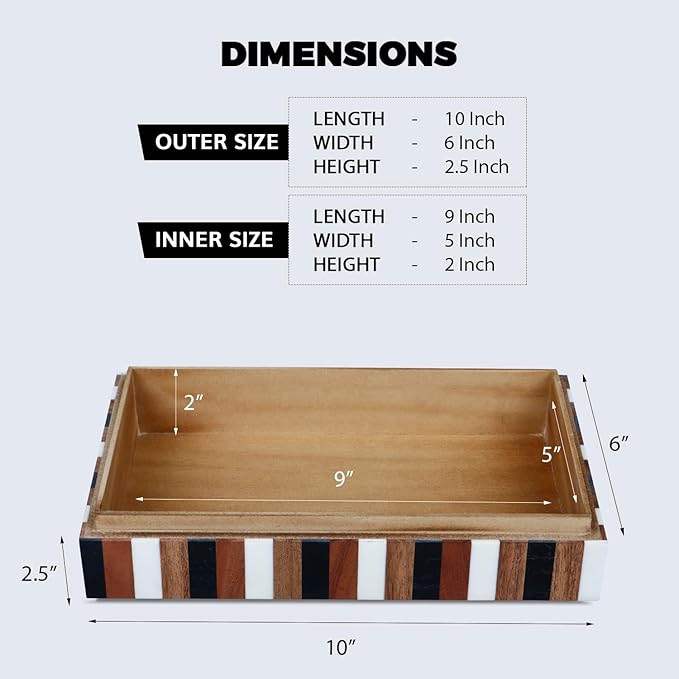 Handicrafts Home Decorative Storage Box with Lid Wooden Storage Organizer Box Multi Purpose Storage Box for Home Use – Natural Wood Resin Inlay Marquet Cosmo Collection- 10x6x2.5