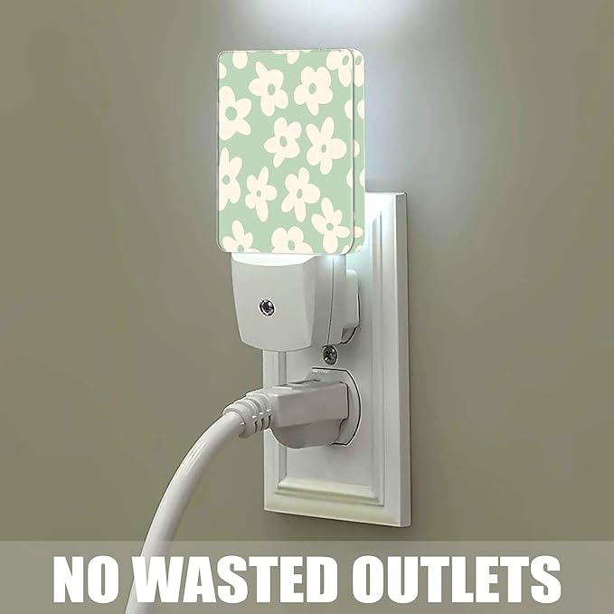 Groovy Flowers Night Light, Dusk to Dawn Smart Sensor Nightlight for Bedroom Bathroom Kitchen Hallway Stairs Hallway, Plug-in, Energy Efficient Decor Desk Lamp Gifts
