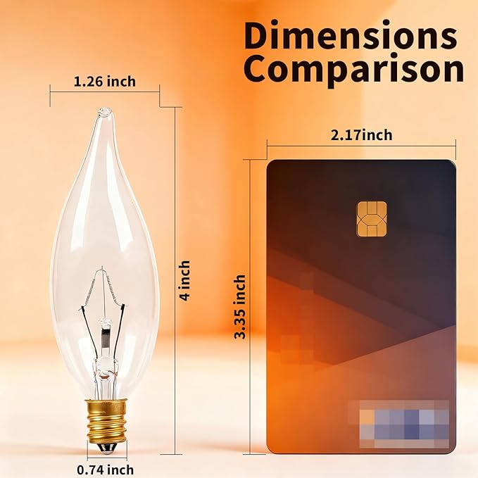 COLWATT 20-Pack Candelabra Light Bulbs 60W Warm White 2700K, 650 Lumen Candle Chandelier Bulb for Ceiling Fan Pendants or Outdoor, CA10 Type B Clear E12 Copper Base Dimmable