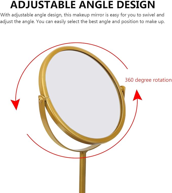 European Style Rotatable Desktop Makeup Mirror with Jewelry Organizer Tray Vintage Tabletop Vanity Mirror for Bedroom Dressing and Travel Use