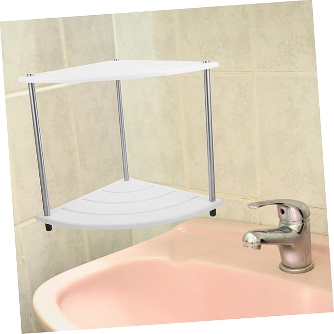 SOLUSTRE Multi Tier Corner Bathroom Storage Shelf Diatom Ooze Countertop Organizer for Makeup Sturdy Corner Shelf Easy Installation Design