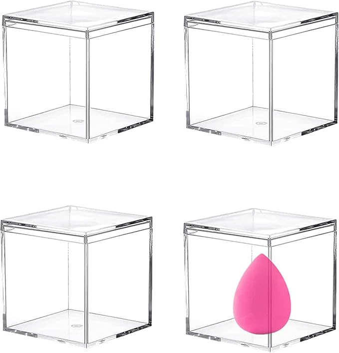 KissYou Clear Acrylic Boxes,4 Pack Lucite Boxes for Party Decoration Gifts Weddings Graduatio Party Favors Treats, Candies & Accessories Plastic Storage Boxes