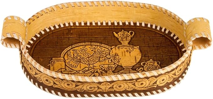 Birch Bark Bread and Pastry Basket, Bread Storage Container and Fruit Basket for Serving Set (Serving Basket)