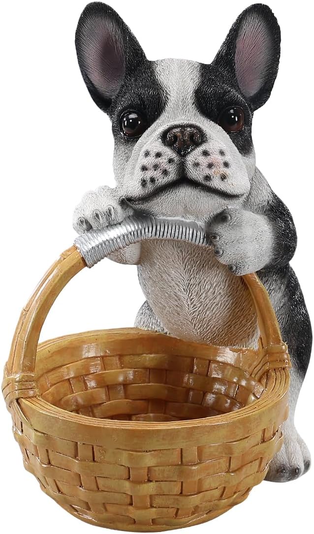 French Bulldog Statue Key Holder Bowl - Decorative Catchall Tray Organizer - Aesthetic Animal Trinket Dish & Puppy Lover Gifts