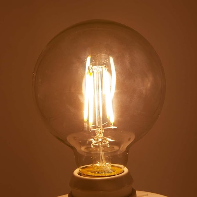 Maxxima G25 LED Light Bulb Globe Filament Bulb - 40 Watt Equal, 500 Lumens 2700K Warm White, E26 Standard Edison Vanity Bulb, Great for Kitchen, Living Room, and Bathroom, Non-Dimmable, 120V - 6 Pack