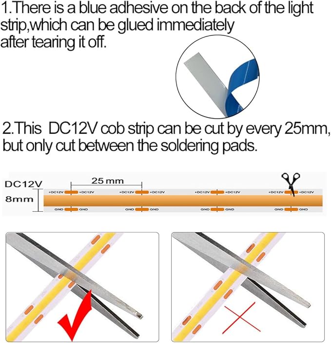 HAMRVL COB LED Strip Lights Green,DC12V 16.4ft/5M 320leds/M CRI90 Flexible LED Tape Lights 8mm, for Indoor Home Cabinet, Bedroom, Kitchen, Stage, Backlight DIY Lighting (Without Power Supply)