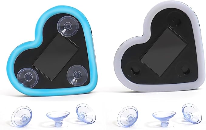 2Pcs Solar Powered Heart Light for Car, 2pcs LED Wireless Ambient Lamp with 6 Modes & Vibration Sensor Can Automatically Power the Light On, Romantic Ambient Gift for Couples (Ice Blue)
