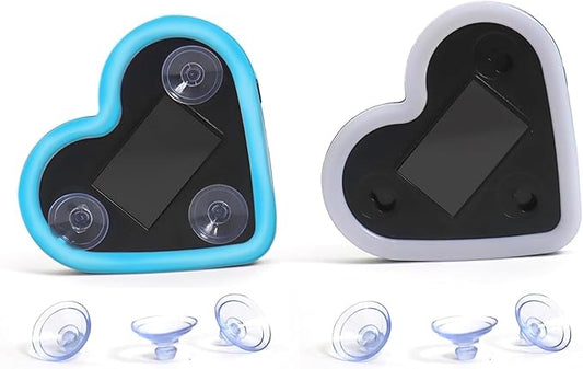 2Pcs Solar Powered Heart Light for Car, 2pcs LED Wireless Ambient Lamp with 6 Modes & Vibration Sensor Can Automatically Power the Light On, Romantic Ambient Gift for Couples (Ice Blue)
