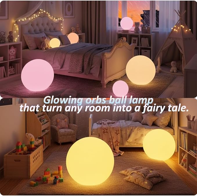 16 Inch Ultra-Fun LED Ball Light, Rechargeable Globe Floor Lamp w/Remote, 16 RGB Color Changing LED Glowing Orb Light, Waterproof Outdoor Ambiance Lighting, Pool Party Garden Patio Decor