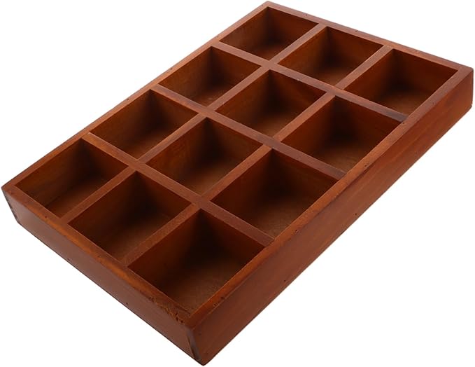 Vintage Wooden Storage Box Compartment Makeup Organizer Jewelry Box Ring Holder