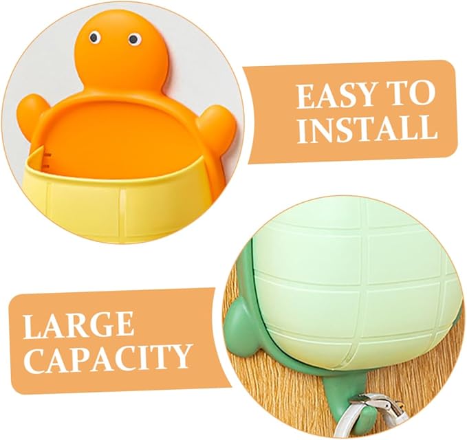 GARVALON Turtle Design Wall Mount Storage Box Pp Material Bathroom Makeup Organizer Floating Shelf for Living Room