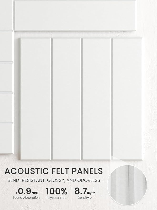 Bumusty Large Cork Board Alternative-36 x 24" Felt Bulletin Board Tiles, with 30 Pushpins, 40 Adhesive Tabs, Bold-Stripe 6-Pack, Cork Boards for Office Push Pin Board Felt Board-Cold White