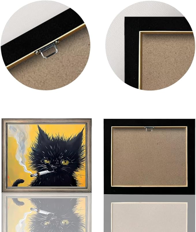 Famed Vintage Black Cat Portrait Wall Art Cat Print Poster for Room Aesthetic Mens Bathroom Bedroom Living Room Decor