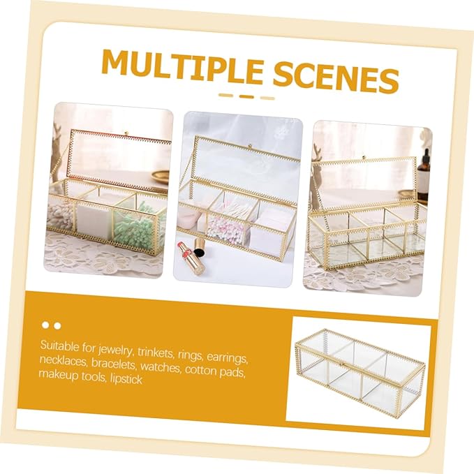 PartyKindom Jewelry Storage Box Compartment Design Elegant Organizer for Makeup and Accessories Decorative Case for Home Office Use Stylish Vanity Display