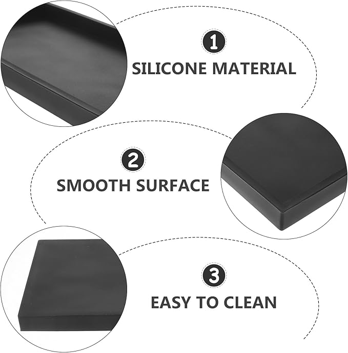 KALLORY Silicone Storage Tray Large Black for Bathroom Kitchen Vanity Countertop Organizer for Makeup Jewelry Keys Perfume Holder