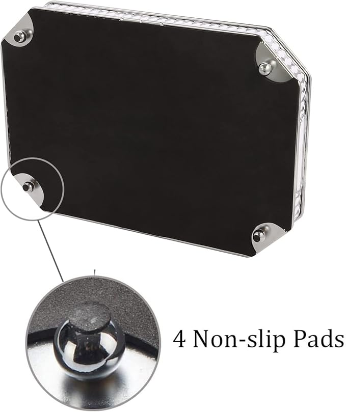 Perfume Vanity Mirror Tray - Durable Decorative Organizer for Dresser, Bedroom, Bathroom Countertops - Spacious 13.8x9.6x2.2 Inches, Scratch-Resistant - Silver