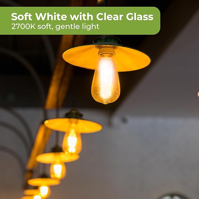 Sigalux Vintage Edison Light Bulbs 60 watt Equivalent, Dimmable E26 LED Bulb 2700K Soft Warm White, Clear Glass ST58 Vintage Bulb, 80+ CRI, 700LM, E26 Base, 6 Pack