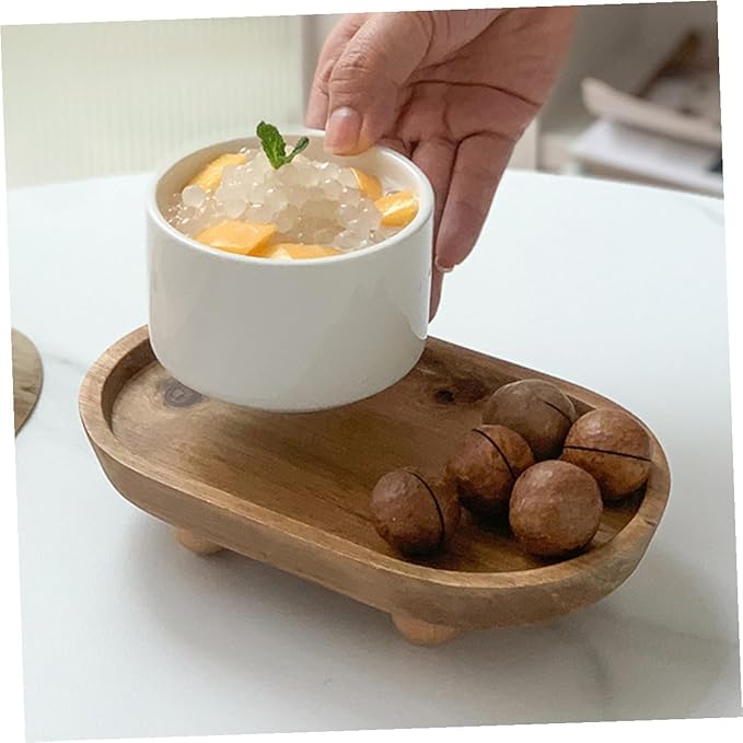 Wooden Oval Tray Jewelry Dish Makeup Organizer Desktop Perfume Holder Decorative Serving Plate for Entryway Key Storage and Aromatherapy Display