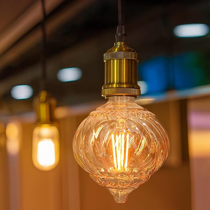 40 Watt Decorative Vintage LED Light Bulbs, Golden Pumpkin 4W LED Filament Edison Bulb,2700K Oversized Warm Lights,Non-Dimmable E26 Lamp Base,1-Pack
