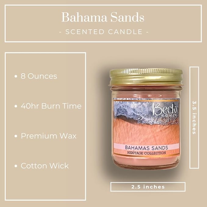 Citrus Scented Candle in Clear Mason Jar | Bahamas Sands Citrus Scented Candle for Home - 7 oz Jar Candle - Scented Gift, Aromatherapy Candle, Candles for Home Scented, Candles for Women