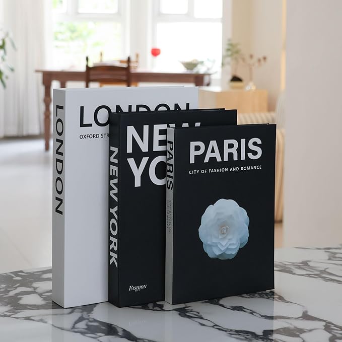 Decorative Books for Home Decor, 3 Pcs Aesthetic Fake Books Set, Modern Neutral Coffee Table Decor, Decorative Book Boxes for Living Room Shelf Styling