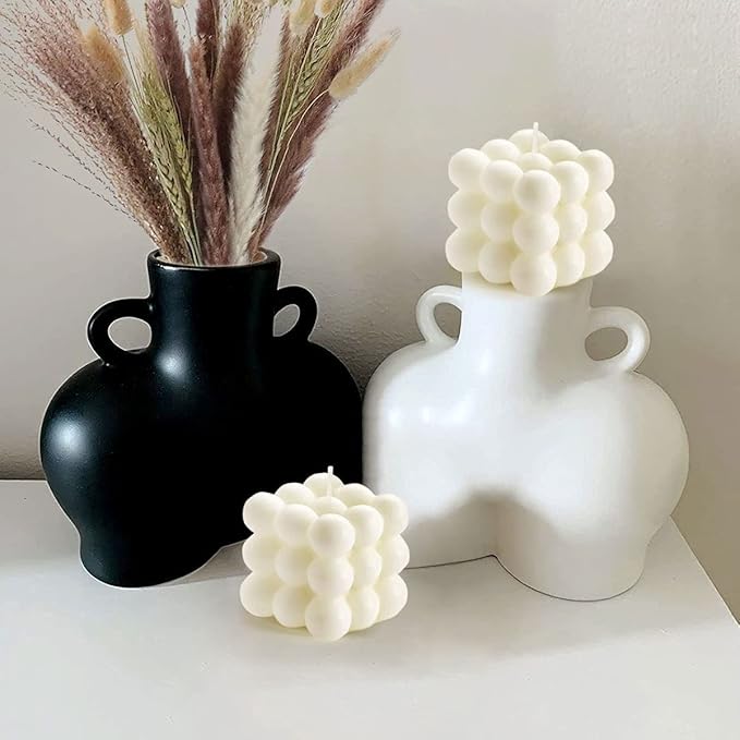 Bubble Candle, Vanilla Scented Aesthetic Bubble Cube Candle, Floating Shelves Cool Shaped Soy Candles, Home Office Danish Pastel Trendy Room Decor Aesthetic Small Decorative Candles 2PCS