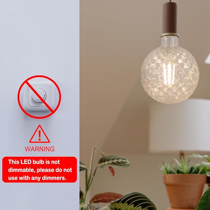 40 Watt Decorative Vintage LED Light Bulbs, N Pineapple 4W Clear LED Filament Edison Bulb,2700K Oversized Warm Lights,Non-Dimmable E26 Lamp Base,1-Pack