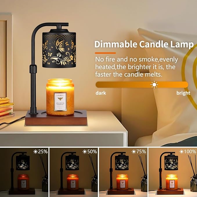 Candle Warmer Lamp with Adjustable Height Dimmable for New Home Decor Electric Candle Warmer for Jar Candles Birthday Gifts for Women Mom(05-Butterfly)