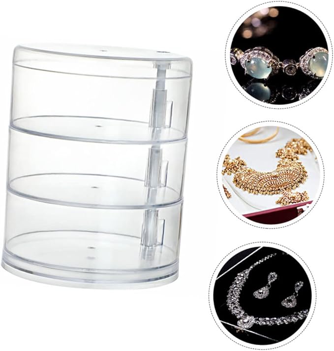 jojofuny 1pc box Bracelets Multi-layer Multi Cosmetics Rotatable Acrylic Holder Makeup Tiers Earring Cookie Necklaces Shelf with Large Make Cosmetic Candy for Jewelry White Case