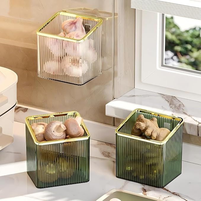 Drill-Free Stick-On Wall Shelves | Space-Saving Floating Organizer for Kitchen, Bathroom & Office | Plastic Storage Shelves for Makeup & Home Decor (Green_Gold)