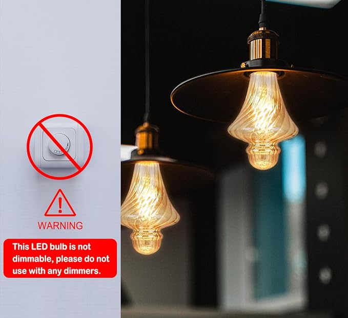 40 Watt Decorative Vintage LED Light Bulbs, Golden Hat 4W LED Filament Edison Bulb,2700K Oversized Warm Lights,Non-Dimmable E26 Lamp Base,1-Pack