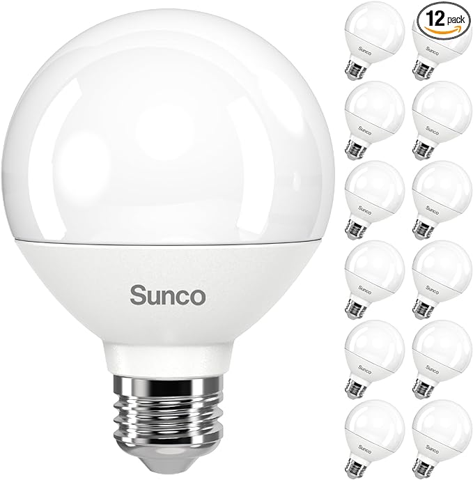 Sunco 12 Pack G25 LED Light Bulbs, Globe Vanity Lights for Bathroom High Output, 1000 LM, 11W (100W Equivalent), 2700K Soft White, Dimmable, E26 Base, Round Frosted Decorative Bulb UL