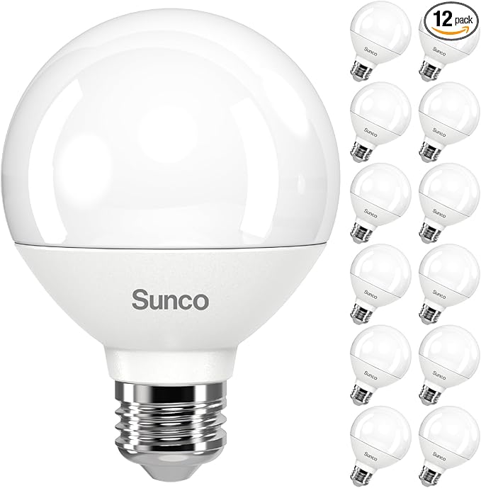 Sunco 12 Pack G25 LED Light Bulbs, Globe Vanity Lights for Bathroom High Output, 1000 LM, 11W (100W Equivalent), 5000K Daylight, Dimmable, E26 Base, Round Frosted Decorative Bulb UL