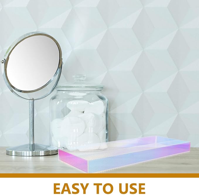 OSALADI Acrylic Makeup Tray Small Perfume Holder Organizer with Colorful Stripe Design Vanity Organizer for Home Decorative Storage Tray