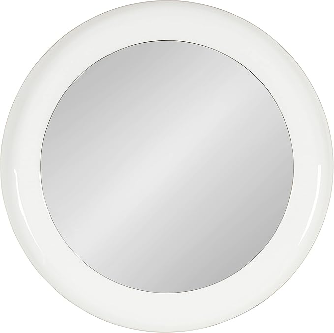 Kate and Laurel Laranya Modern Round Mirror; 22 Inch Diameter; White and Gold; Decorative Circle Mirror with Metal Frame and Glossy Hand Applied Finish