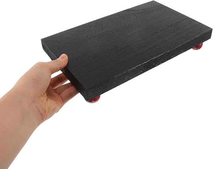Wood Vanity Tray Rectangular Medium Size Black Solid Wood Organizer for Makeup and Perfume Desk Or Dresser Decorative Storage Tray for Home Office