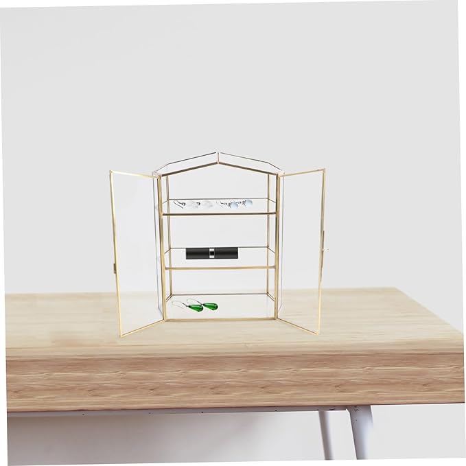 OUNONA 1Pc Glass Jewelry Box Aesthetic Desktop Cosmetics Organizer Durable Household Storage Case for Jewelry and Makeup Compact and Stylish Design