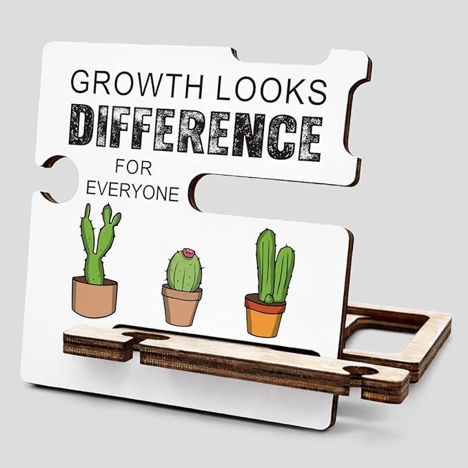 Mental Health Desk Decor Sign - Multi-functional Desk Organizer - Inspirational Growth Looks Different for Everyone Sign for Home Therapy Office School Counseling