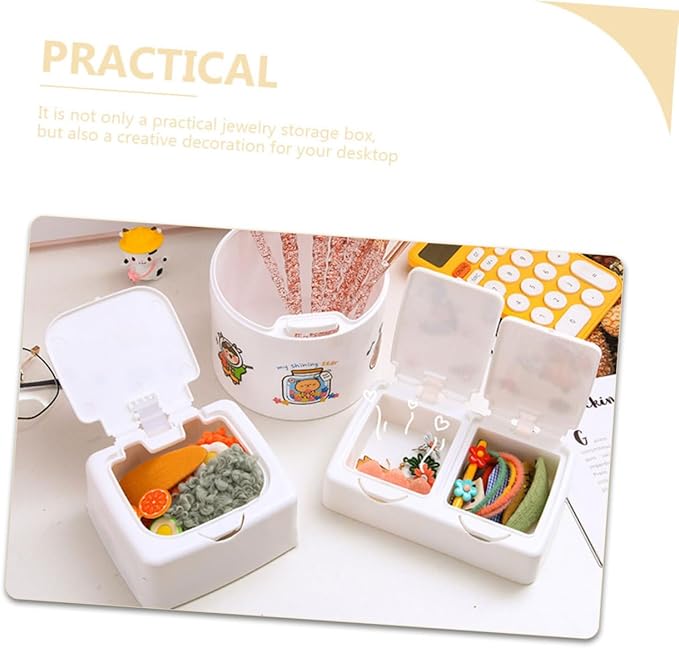 Lurrose 4pcs Simple Desktop Storage Box Diy Press Type Organizer for Jewelry Stationery and Makeup Small Bins for Students and Home Office Use