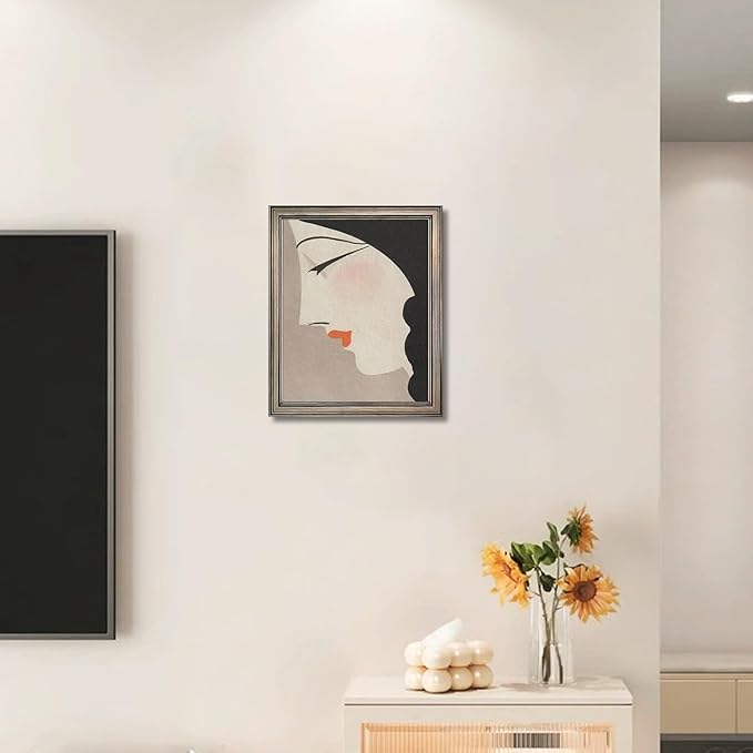 Framed Vintage Japanese Wall Art Woman Portrait Painting Asian Home Decor Girl Room Bathroom Decor
